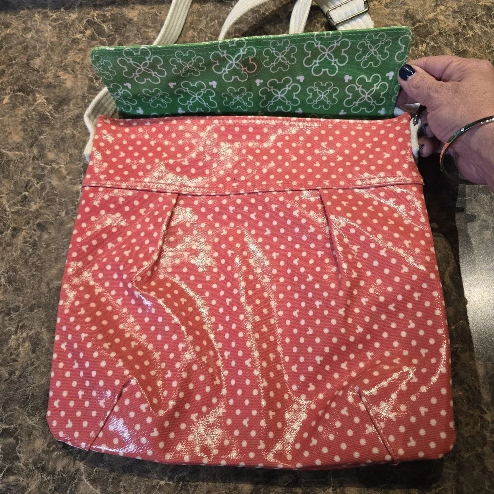 Disney Parks Crossbody Handbag Green & Red Vinyl - Picture 8 of 10